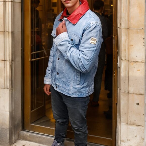 AMJ Lloyd Denim Style  Leather Jacket - Picture 3 of 6